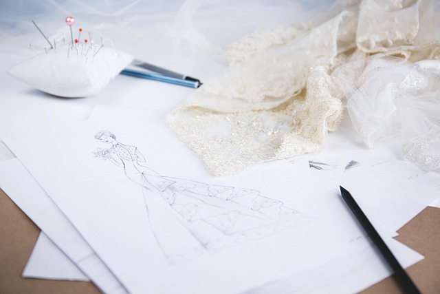 luxury bridal fashion editorial lace fabric pearls sewing tools couture blog